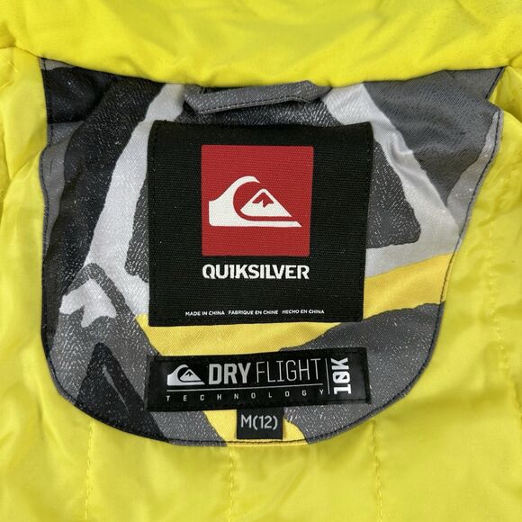 Quiksilver Dry Flight Tech 10K Snow Jacket Youth Boy Medium 12 Full Zip Ski - Picture 7 of 16